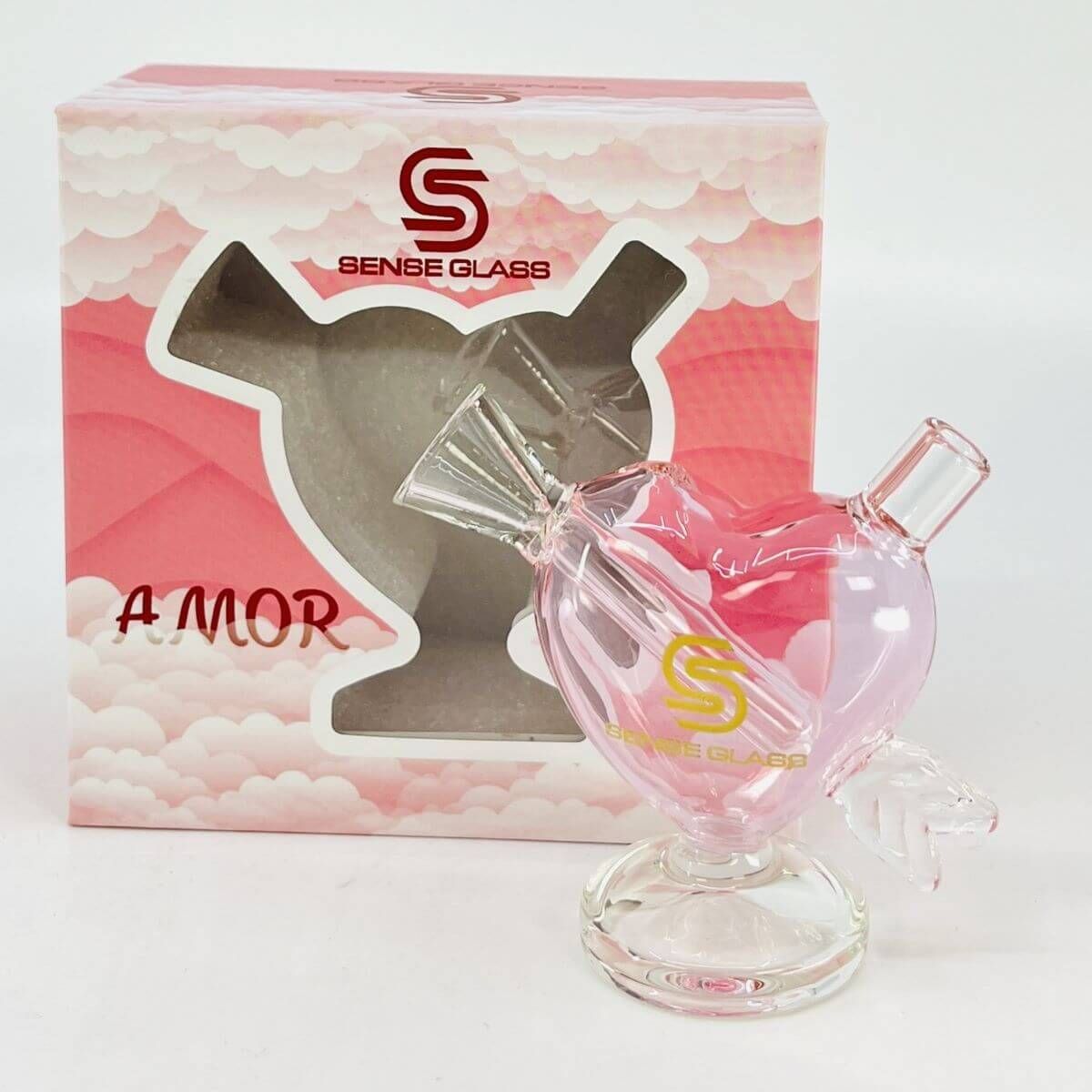 Sense Glass "Amor" Mini Bubbler - Pink Heart